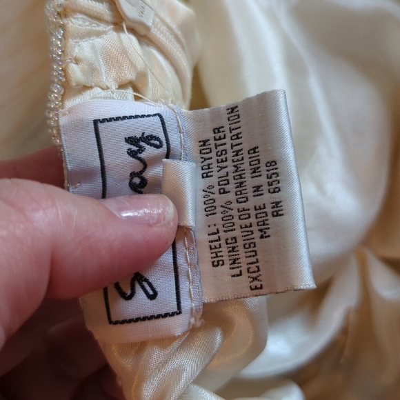 Stenay Cream/Champagne Colored Beaded Long Cocktail Dress - Sz 6 - Picture 9 of 10